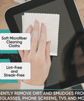 Microfiber cleaning cloths, 12-pack (6x7 in), mixed black/gray/white for eyeglasses and device screens