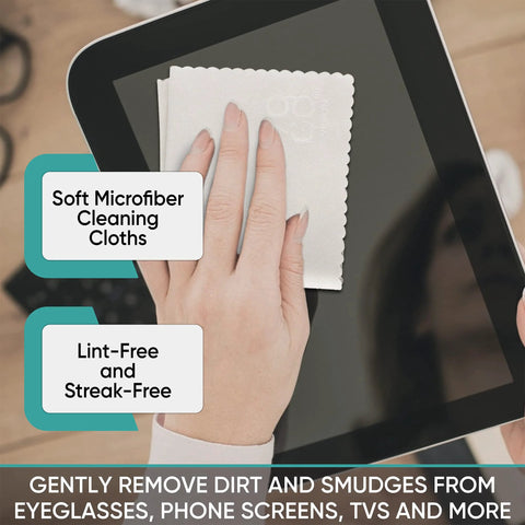 Microfiber cleaning cloths, 12-pack (6x7 in), mixed black/gray/white for eyeglasses and device screens