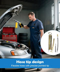 Mechanic using High Pressure Lever Style Grease Gun With 28.5cm Flexible Whip Hose in garage for auto maintenance