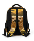 Back view of Autumn Running Golden Retriever Printed Backpack For Everyday Use Unisex Large Capacity Daypack with straps.