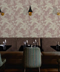 Kicked Up Your Walls With This Dope Tropical Exotic Vinyl Wallpaper Featuring A Solid Leather Texture And Heavy Duty Commercial Grade Durability Custom Printed Just For You, showcased in a dining area with green patterned chairs.
