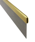 Kickass Eight Inch Dovetail Saw With Beefy Rolled Brass Back and Classic Walnut Grip, showcasing precision cut steel blade.