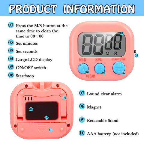 Bulk Pack Magnetic Digital Kitchen Timers With Big Digits For Kitchen Classroom Office And Sports 99 Min 59 Sec Alarm
