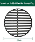 Grill Game Strong 13 Inch Cast Iron Cookin Grid For S And MiniMax Big Green Egg, top view of round cooking grate.
