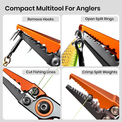 Micro Pocket Pliers With Zinger Retractor For Saltwater Fishing Aluminum Hook Remover With Tungsten Braided Line Cutter details.