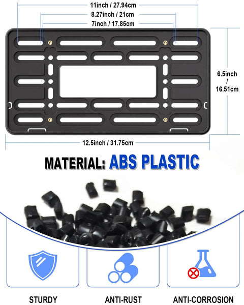 Front License Plate Holder Bracket Universal Plastic Front Car Tag Mounting Frame With Copper Thread Inserts material ABS plastic