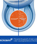 Close-up of Hassle Free Automatic Cat And Dog Gravity Food Feeder Dispenser showing unprotected surface label in pearl peacock blue.