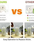 Comparison of White Flameless Candles With Remote Control And Timer, 9 Piece LED Pillar Candle Set, showing battery efficiency and design.