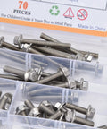 70 Piece Hex Flange Bolt Kit Stainless Steel 304 Fasteners Set for Industrial Projects Go To Hardware for Everyday Repairs