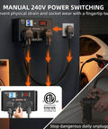 Manual Electric Vehicle Charging Switch For Dryer And Daily Charger, 24Amp 240V Power Splitter with circuit breaker and LCD screen.
