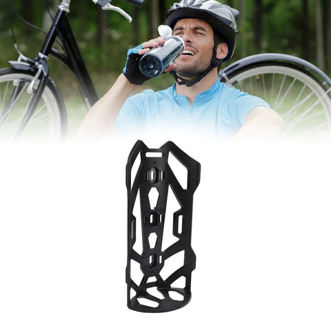Cyclist drinking water with Fork Mount Bag Holder for Front Fork Rack Ultra Lightweight 131g 4.6oz Three Point Fixed Design Cage