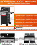 Flavorizer Bars And Grill Burner Replacement Kit For Weber Spirit II 300 Series Grills compatibility chart and grill image.
