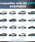 Image showing cars compatible with the Rock Solid Level 1 And 2 EV Charger Featuring 16 Amp 3.5 Kw Quick Charge.