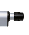 Side view of Kariwust linear actuator with silver cylindrical body and black plastic end cap.