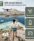 Compact GPS Drone With 4K Camera For Adults Under 249g Foldable RC Quad Copter With Auto Return flying over scenic landscape.