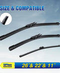Beast Mode Waterproof Windshield Wiper Blades For Ford Explorer 2011 To 2024 Solid OEM Replacement, sizes 26, 22, and 11 inches.