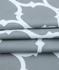 Close-up of folded Grey Moroccan Round Outdoor Tablecloth with Umbrella Hole and Elastic Edge for 40 to 44 Inch Vinyl PVC Cover