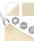 Beige 8x8 Foot Shade Sail Rectangle Canopy For Patio And Backyard All Season Sun Block Heavy Duty Commercial Grade Outdoor Shade Cover