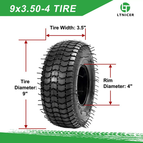 Heavy Duty 9x3.50-4 Tire And Inner Tube Set With Bent Valve Stem For Go Karts Scooters Mini Bikes Lawn Mowers Two Pack