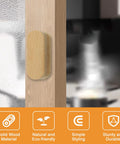 Premium Self Adhesive Beech Wood Cabinet Knobs No Drill Thick Furniture Pulls For Cupboards And Doors installed on cabinet