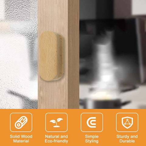 Premium Self Adhesive Beech Wood Cabinet Knobs No Drill Thick Furniture Pulls For Cupboards And Doors installed on cabinet