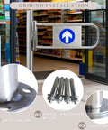 Rock Solid Stainless Steel Two Way Swing Gate With Smooth Operator Action Built Like A Tank For Busy Warehouses Or Driveways Hella Durable 180 Degree Pivot Post Mount Ready installed with expansion bolts.