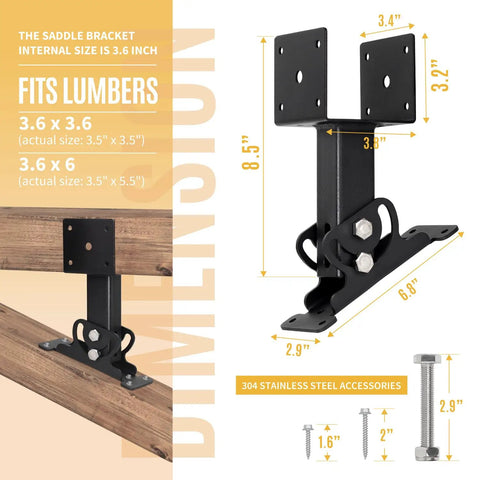 Heavy Duty Roof Riser Brackets Kit For Adjustable Beam Mounts On Roof Pergola Gazebo Black Set Of 4 Built Tough Durable Metal Construction Weather Resistant Easy Install For Outdoor Roof Structures