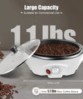 Electric Coffee Bean Roaster Machine With 1.1 Lb Capacity, Clear Cover And Stir Bar, Adjustable Temperature For Roasting
