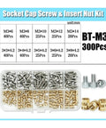 Pro Grade Brass Heat Insert Nut Kit For 3D Printing M2 M3 M4 Knurled Exterior For Stable Embedding With Stainless Steel Bolts Internal Thread Reinforcement All In One Plastic Part Assembly Kit, M3 sizes