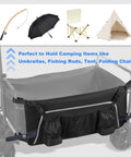 Grab And Go Side Pocket For Folding Wagons With Reflective Strip And Mesh Pouch Built For Umbrella And Small Accessories
