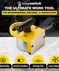 MagMount 150 GripRight 90 Degree Switchable Magnet for industrial fixtures and work benches, heavy duty, non-electric yellow