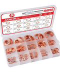 Copper Crush Washers Set, 150 Piece Metric M5 To M22 Assortment With 15 Sizes in an organized case