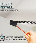 Super Slick 12 Inch Transom Door Chain Hardware For Windows And Cabinets, Matte Black Adjustable Limit Stop installation with screwdriver.
