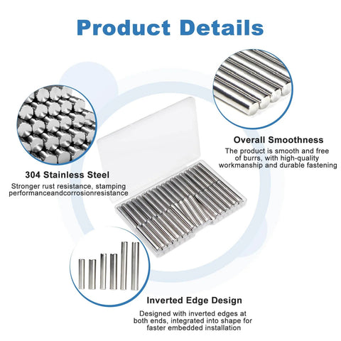 M5 X 30mm Dowel Pins, 304 Stainless Steel Cylindrical Locating Pins For Shelves Cabinets Bookshelves And Wood Metal Fixing