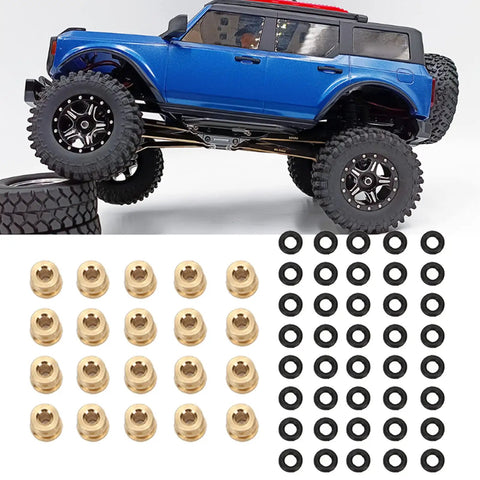 Shock Absorber Ball Heads For Crawler Cars, Brass Pivot Balls With O Rings, 20 Pack With 40 Rubber Seals For SCX24 And Similar Rigs, Built Tough Brass Construction, Easy Install, High Performance Upgrade brass ball heads with O-rings and RC crawler truck