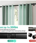 Beefy 120 To 240 Inch Curtain Rod Matte Black 1 Inch Drape Rod For Bedroom Living Room Divider Adjustable Heavy Duty Curtain Rod For Patio Rustproof Steel With Cap Finials shown with curtains