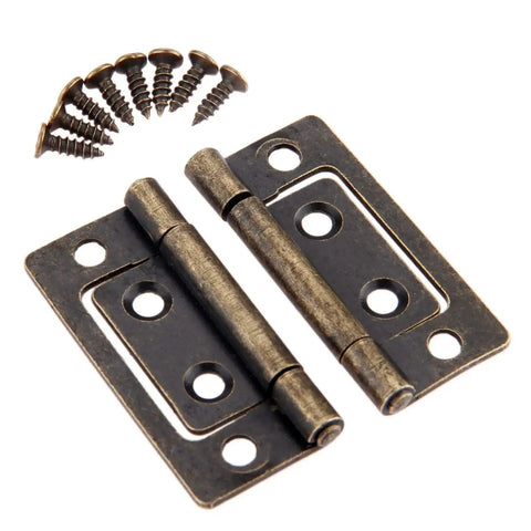 Two 50x24mm Old School Antique Style Hinges For Cabinets And Doors Do It Yourself Style Butt Hinges With Screws Decorative Cupboard Hardware