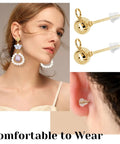 Hypoallergenic Ball Stud Earrings Posts With Loop For Jewelry Making, Round Ball Post Studs And Clear Earring Backs Kit, 320 Piece DIY Jewelry Supply For Crafting Dope Earrings And Accessories, gold stud close-up