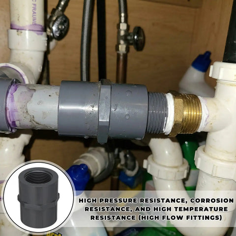 8 Pack 1 Inch PVC Pipe Fitting Female Adapter Schedule 80 Socket to NPT installed in plumbing system
