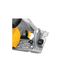 Close-up of cordless Sidewinder 20V Max circular saw with 6-1/2 inch blade, magnesium shoe, and rubber overmold grip.