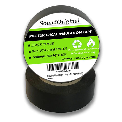 10 Pack Black Electrical Tape 0.7 Inch By 30 Feet UL Listed 600V Flame Retardant Heavy Duty Waterproof Adhesive Vinyl