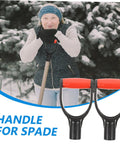 Person using shovel with 2 Pack D Shaped Shovel Handle Replacement Grip For Gardening Durable Plastic No Slip Comfort Fit