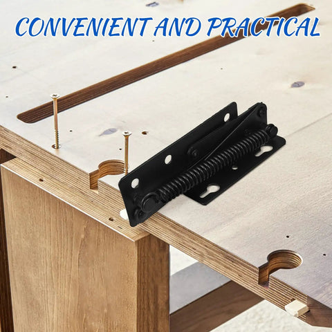 Spring Loaded Cabinet Hinge Pair For Lift Doors And 85-Degree Vertical Folding installed on wood surface