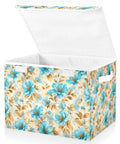 Hella Durable Foldable Storage Bin With Lid And Handles, Collapsible Cloth Storage Cube Organizer for closet, floral design, heavy-duty.