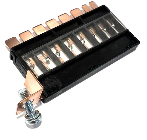 Zero Drama Eight Circuit Multi Block Fuse Holder With Screw For Acura MDX Battery Side Electrical Box, detailed view showing fuses.