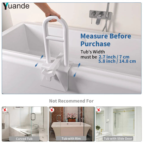 Heavy Duty Stainless Steel Bathtub Safety Rail With Rock Solid Adjustable Tub Handle For Bathrooms, adjustable clamp detail.