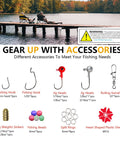Ultimate Fishing Lures Kit With Crankbaits Topwater Spinnerbaits Worms Jigs Hooks Tackle Box And More Gear For Bass And Trout image showing various fishing accessories including hooks and jig heads