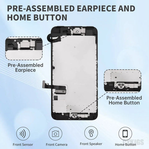 IPhone 7 Plus Screen Replacement Kit With Home Button And Front Camera Five Point Five Inch Black LCD Digitizer Full Assembly Repair