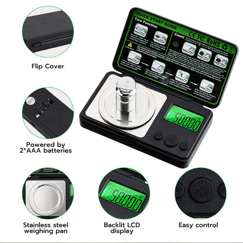 Ultra Portable Micro Gram Scale For Jewelry Powder And Medicine 50g Capacity With 0.001g Readability Digital Precision Balance