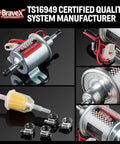 Universal 12V Inline Fuel Pump Low Pressure 2.5 To 4 PSI For Gas And Diesel HEP-02A with connectors and clamps